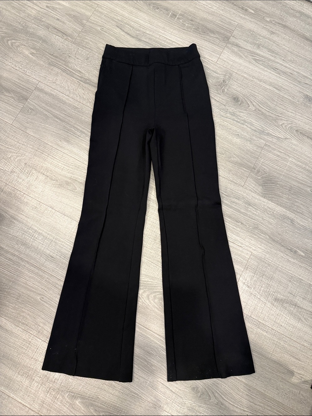 SPANX Black High-Rise Flare Pants with Front Seams Size medium tall